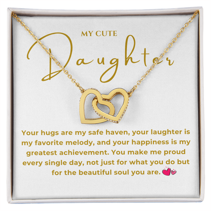 To My Daughter Interlocking Hearts Necklace