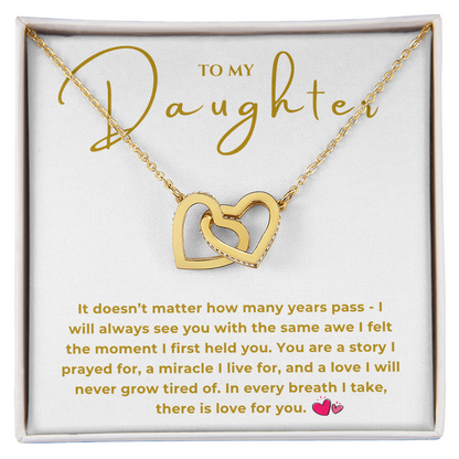 To My Daughter Interlocking Hearts Necklace