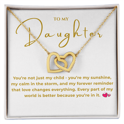 To My Daughter Interlocking Hearts Necklace