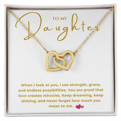 To My Daughter Interlocking Hearts Necklace