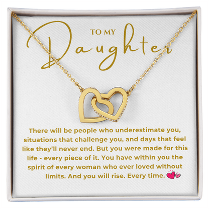 To My Daughter Interlocking Hearts Necklace