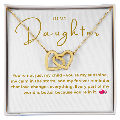 To My Daughter Interlocking Hearts Necklace