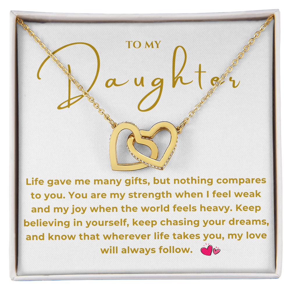 To My Daughter Interlocking Hearts Necklace