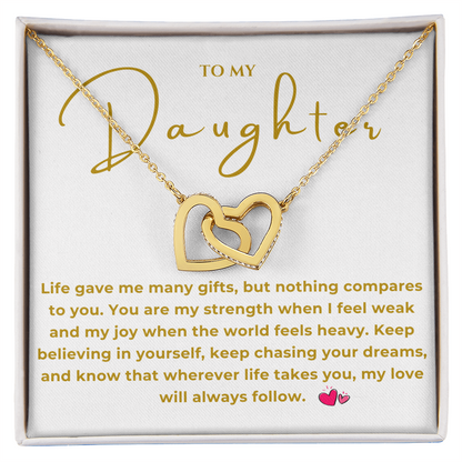 To My Daughter Interlocking Hearts Necklace