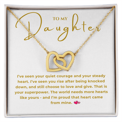 To My Daughter Interlocking Hearts Necklace