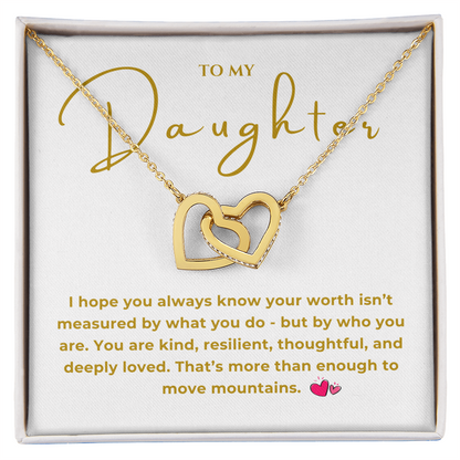 To My Daughter Interlocking Hearts Necklace