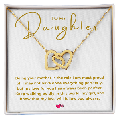 To My Daughter Interlocking Hearts Necklace