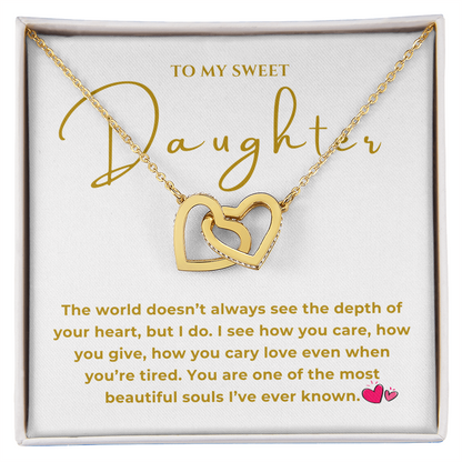To My Sweet Daughter Interlocking Hearts Necklace