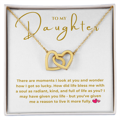 To My Daughter Interlocking Hearts Necklace