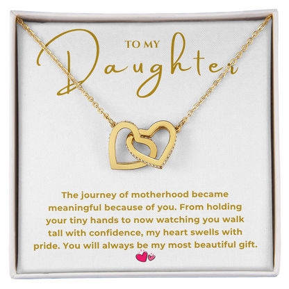 To My Daughter Interlocking Hearts Necklace