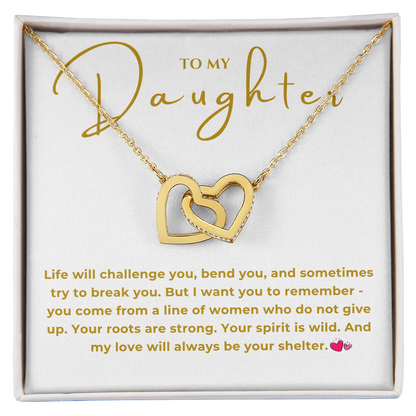 To My Daughter Interlocking Hearts Necklace