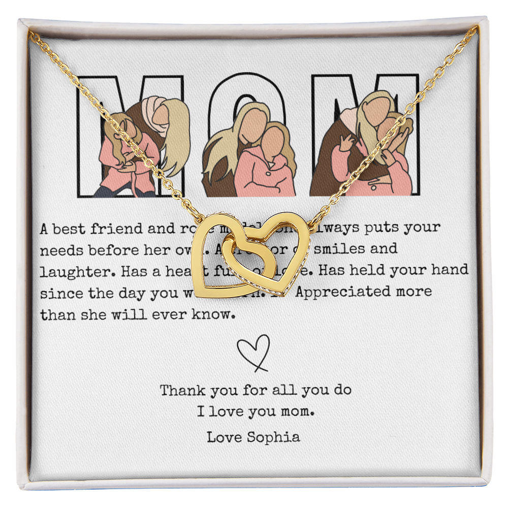 Personalized Mom Interlocking Hearts Necklace