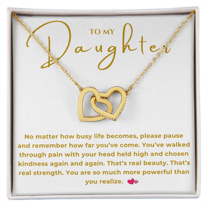 To My Daughter Interlocking Hearts Necklace
