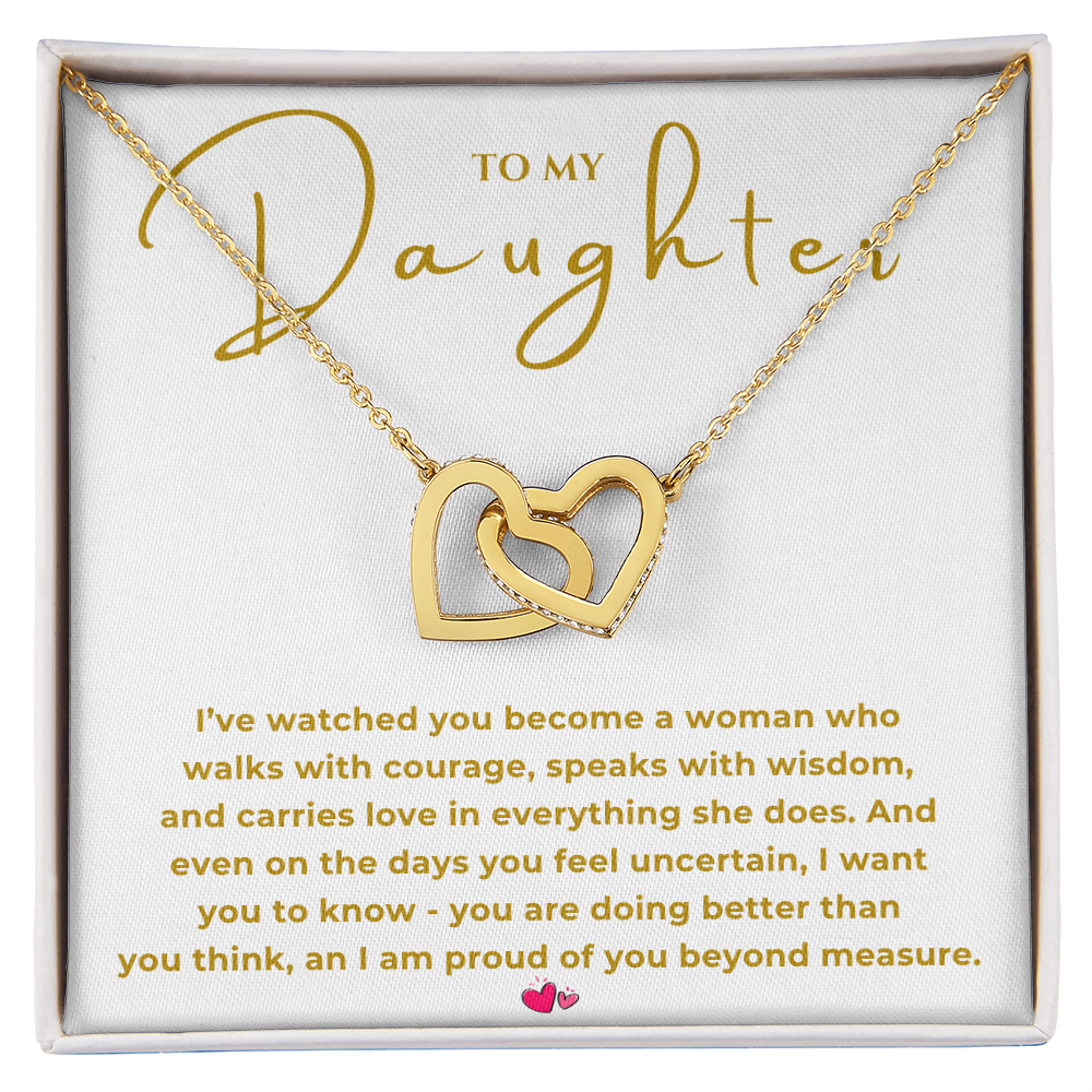 To My Daughter Interlocking Hearts Necklace