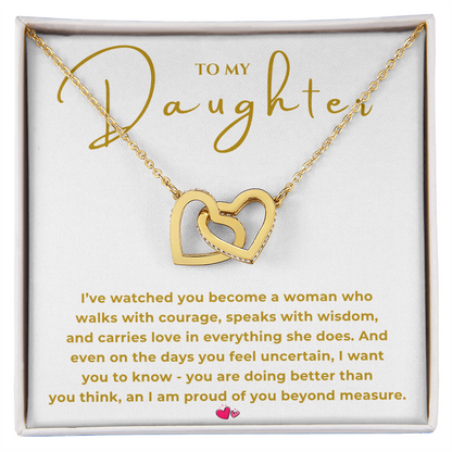 To My Daughter Interlocking Hearts Necklace