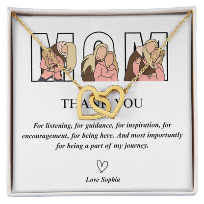 Personalized Thank You Mom  Interlocking Hearts Necklace