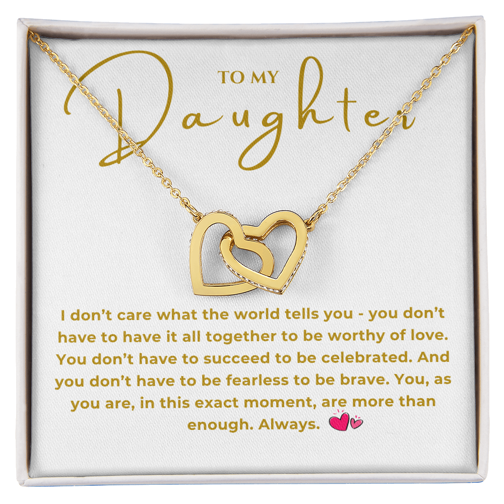 To My Daughter Interlocking Hearts Necklace