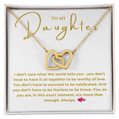 To My Daughter Interlocking Hearts Necklace