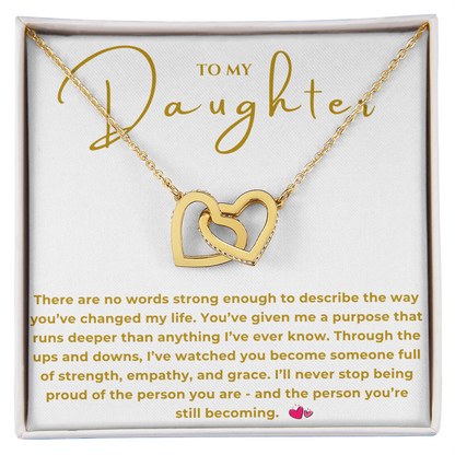 To My Daughter Interlocking Hearts Necklace