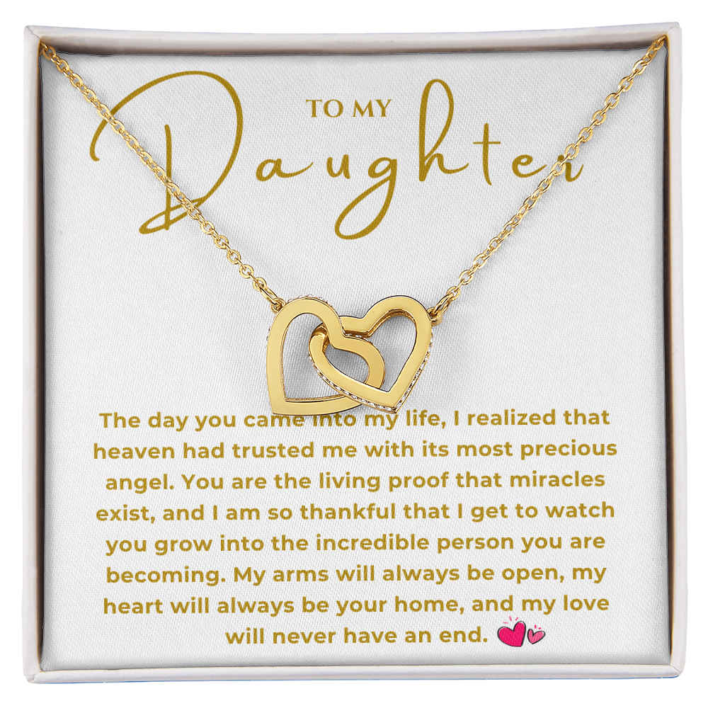To My Daughter Interlocking Hearts Necklace