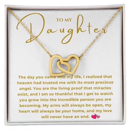 To My Daughter Interlocking Hearts Necklace