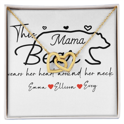 Personalized Mama Bear Interlocking Hearts Necklace