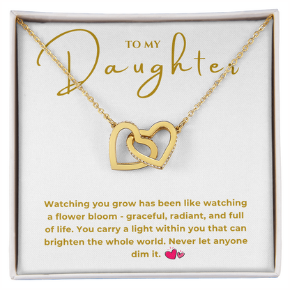 To My Daughter Interlocking Hearts Necklace