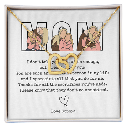 Personalized Mom Interlocking Hearts Necklace