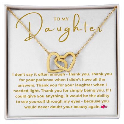 To My Daughter Interlocking Hearts Necklace