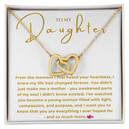 To My Daughter Interlocking Hearts Necklace
