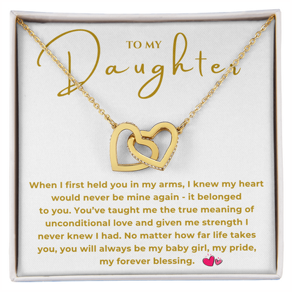 To My Daughter Interlocking Hearts Necklace