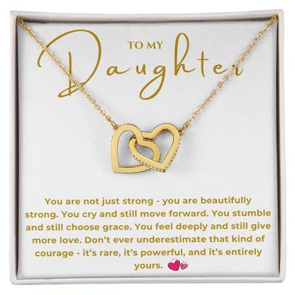 To My Daughter Interlocking Hearts Necklace