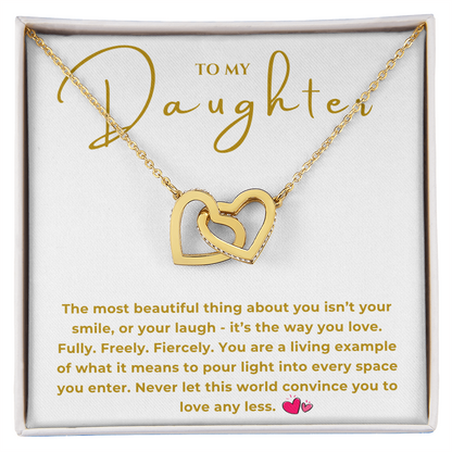 To My Daughter Interlocking Hearts Necklace