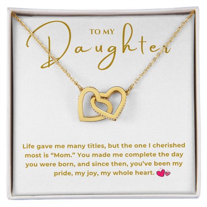 To My Daughter Interlocking Hearts Necklace