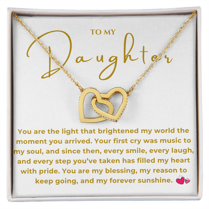 To My Daughter Interlocking Hearts Necklace