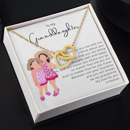 To My Granddaughter Interlocking Hearts Necklace