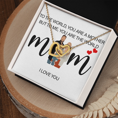Personalized Mom I Love You Interlocking Hearts Necklace