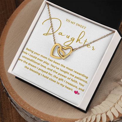 To My Daughter Interlocking Hearts Necklace