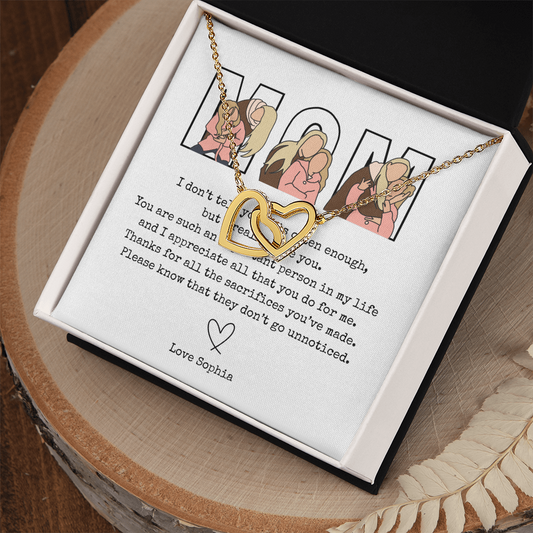 Personalized Mom Interlocking Hearts Necklace
