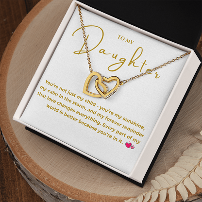 To My Daughter Interlocking Hearts Necklace