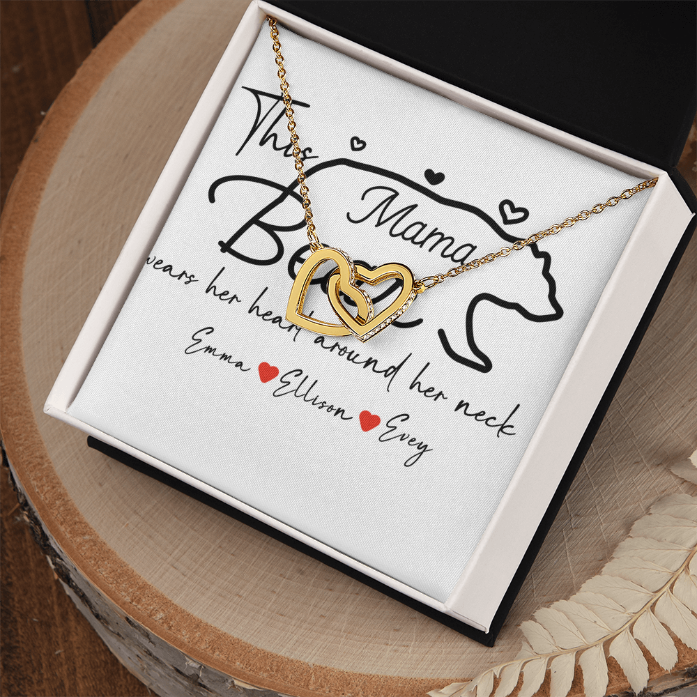 Personalized Mama Bear Interlocking Hearts Necklace
