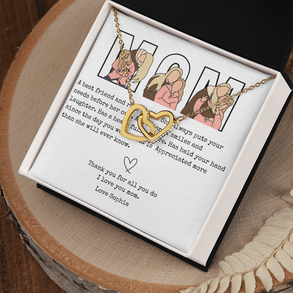 Personalized Mom Interlocking Hearts Necklace