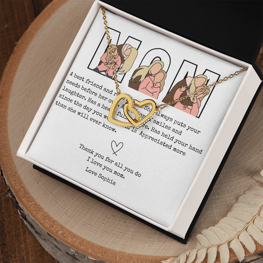 Personalized Mom Interlocking Hearts Necklace