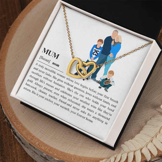 Personalized Mom Interlocking Hearts Necklace
