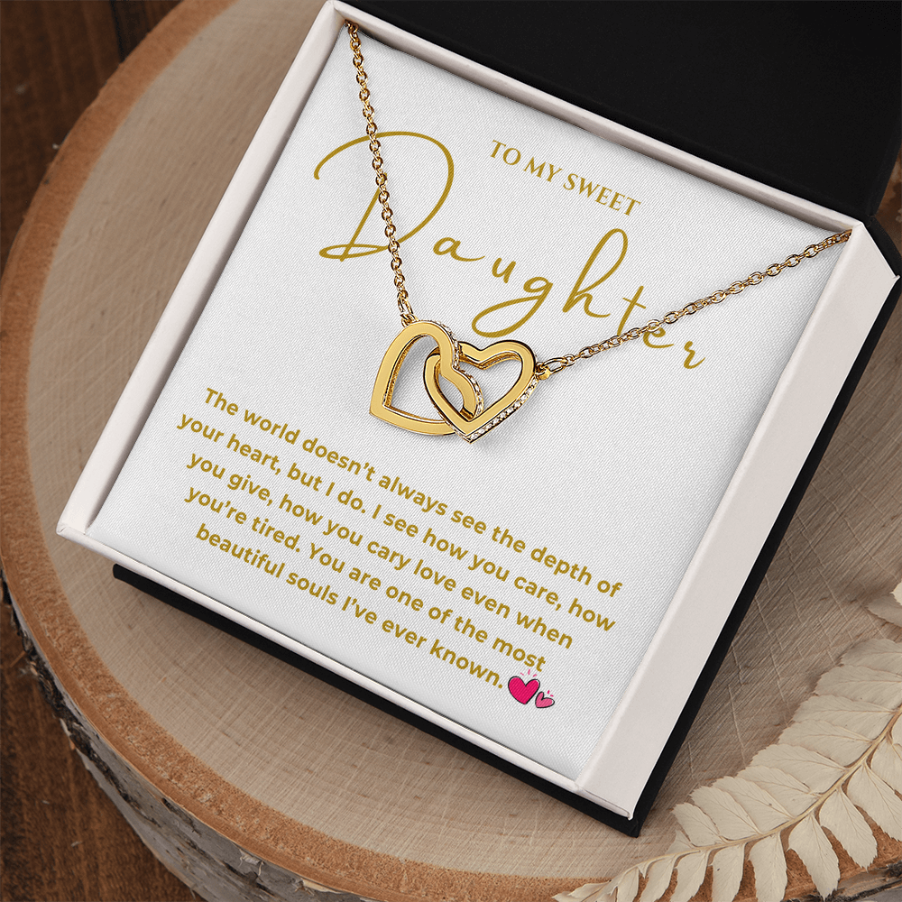 To My Sweet Daughter Interlocking Hearts Necklace