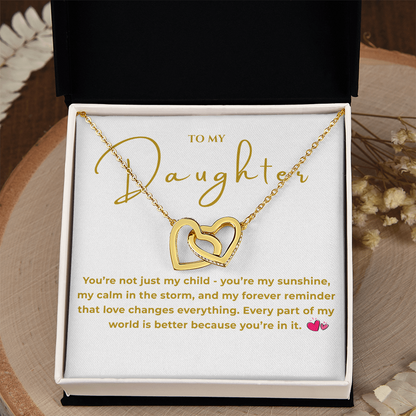 To My Daughter Interlocking Hearts Necklace