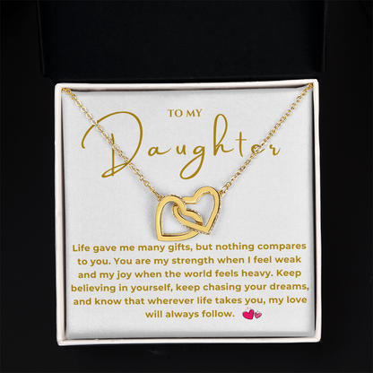 To My Daughter Interlocking Hearts Necklace