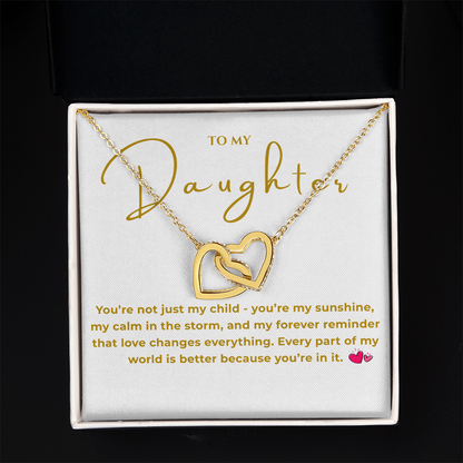 To My Daughter Interlocking Hearts Necklace