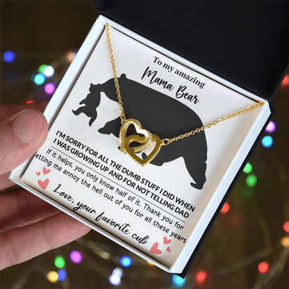 Mama Bear Interlocking Hearts Necklace