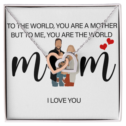 Personalized Mom I Love You Interlocking Hearts Necklace